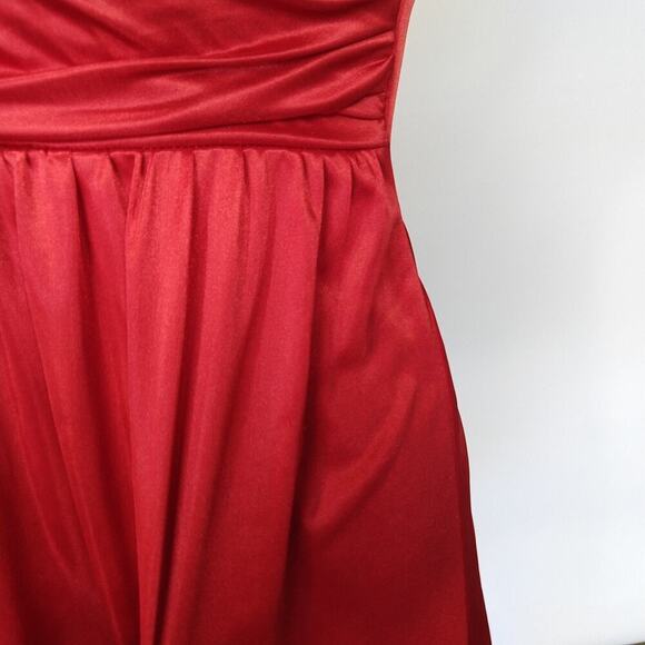 Vintage Y2K Red Satin Halter Mini Dress Size M Trixxi Bubble Hem Hoco Formal - Picture 6 of 8